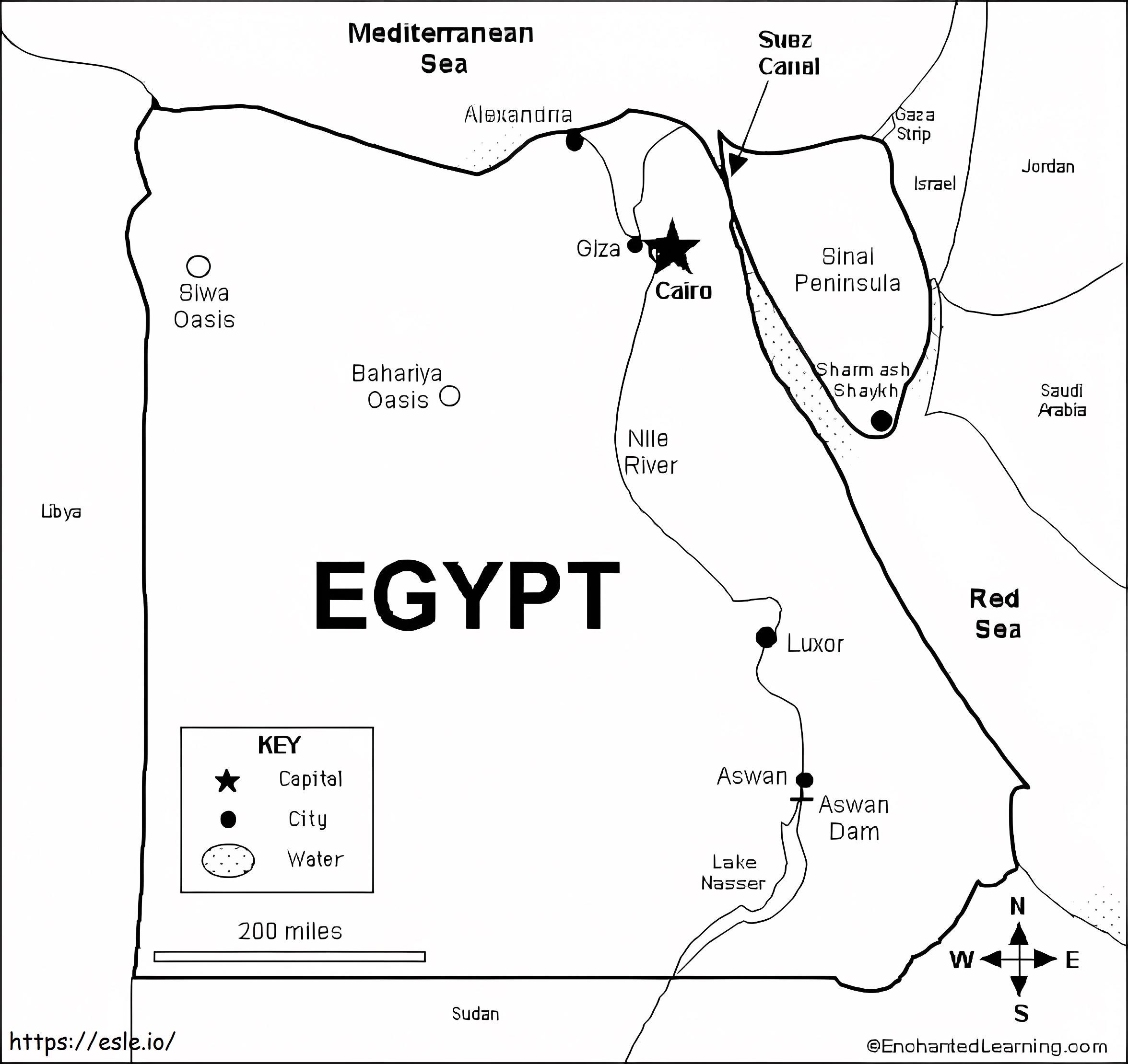 Map Of Egypt Coloring Page