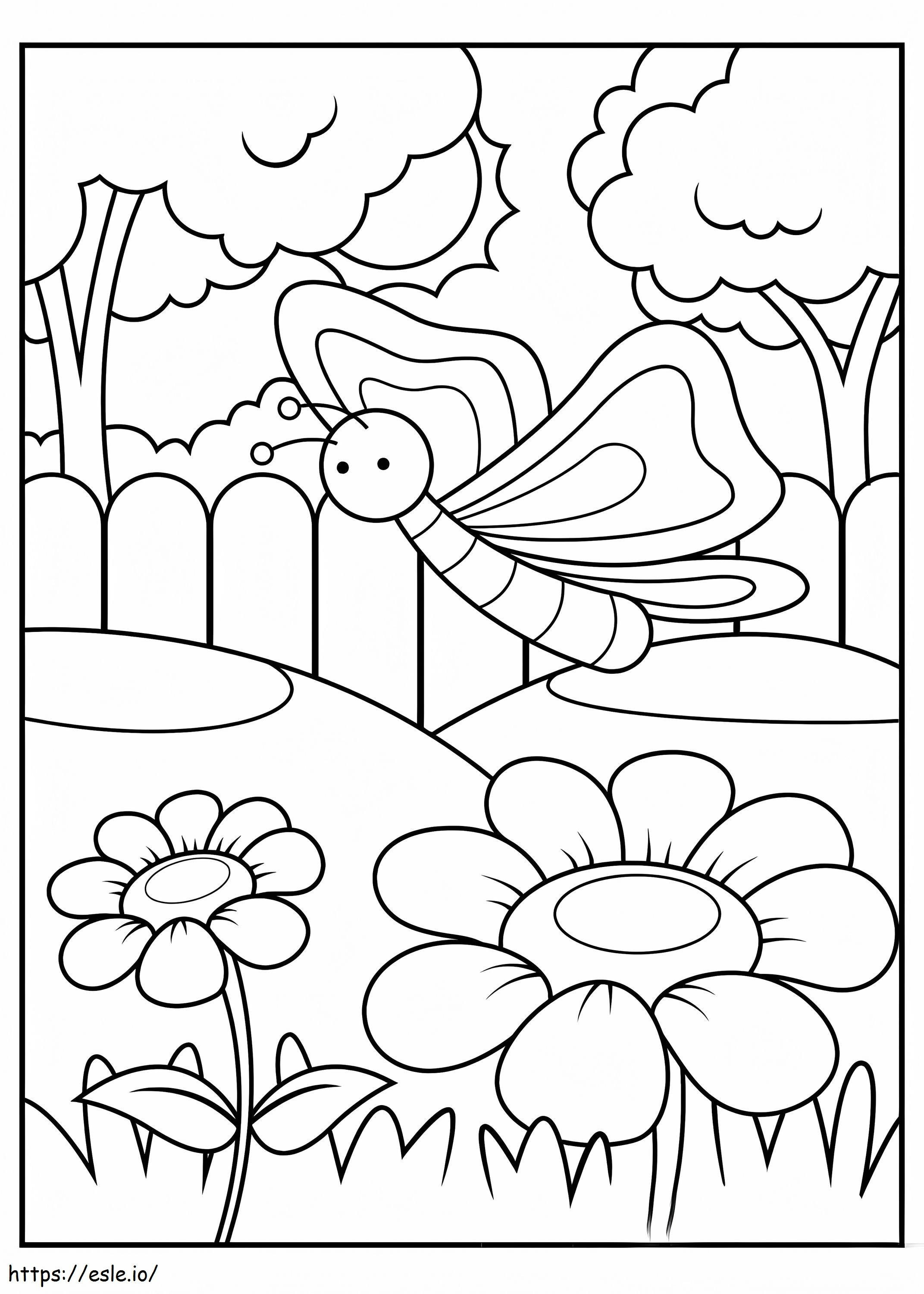 Butterfly And Flower In Spring coloring page