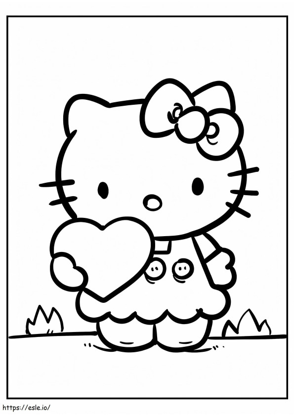 Hello Kitty Con Corazón da colorare