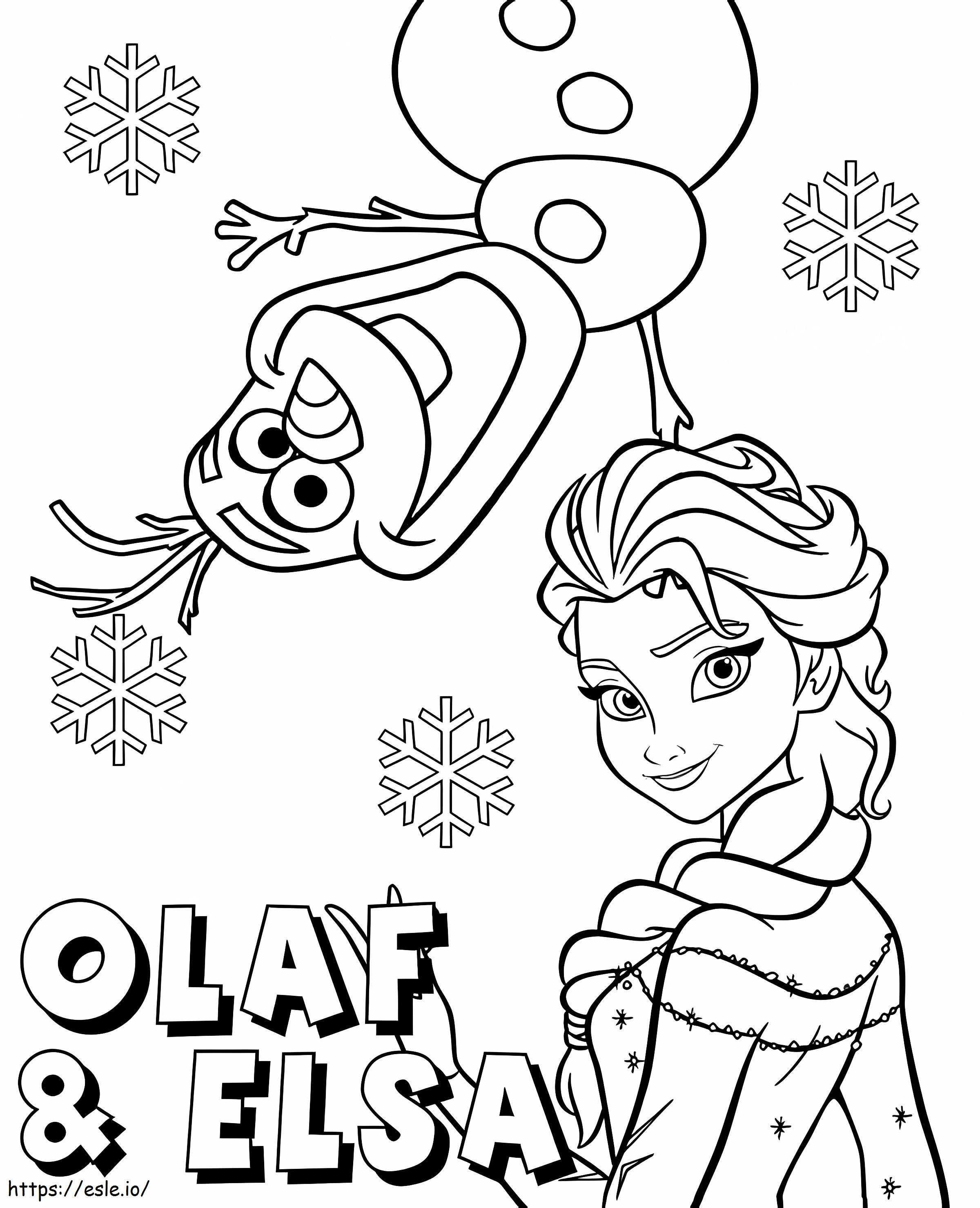 Coloriage Visage Elsa et Olaf à imprimer dessin