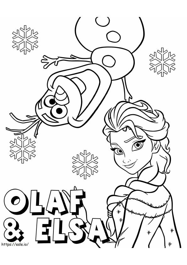 Enfrente Elsa e Olaf para colorir