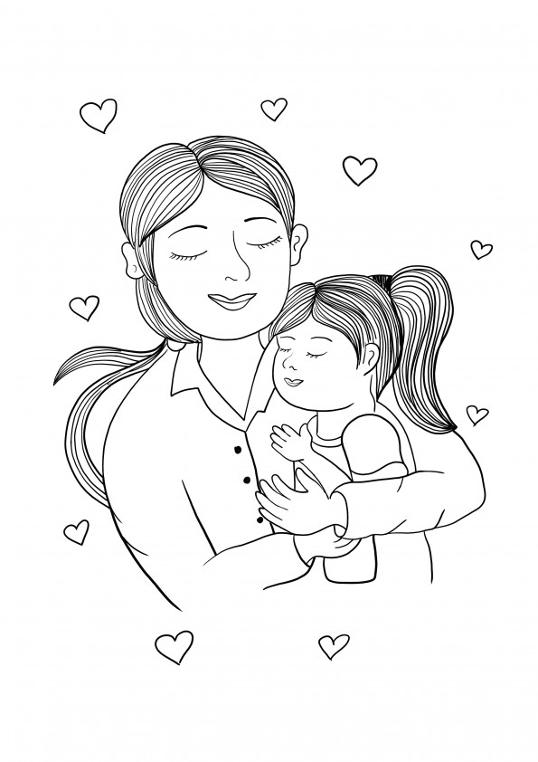 Mamă și fiică imagine imprimabilă gratuită