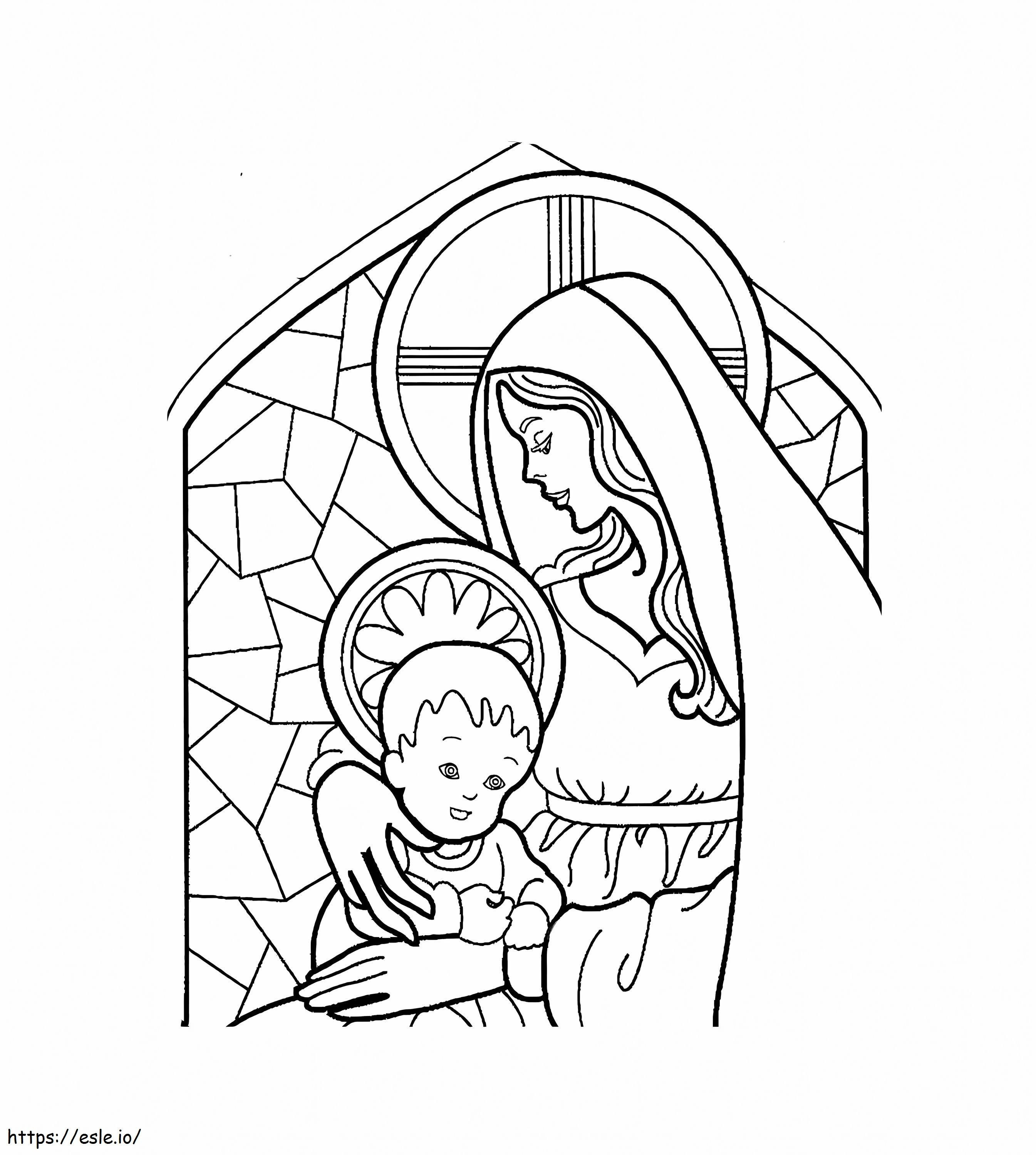 Coloriage Imprimer le schéma de la mère de Jésus à colorier à imprimer dessin