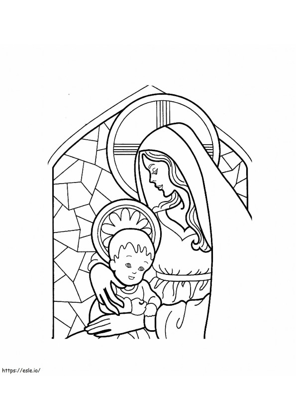 Coloriage Imprimer le schéma de la mère de Jésus à colorier à imprimer dessin