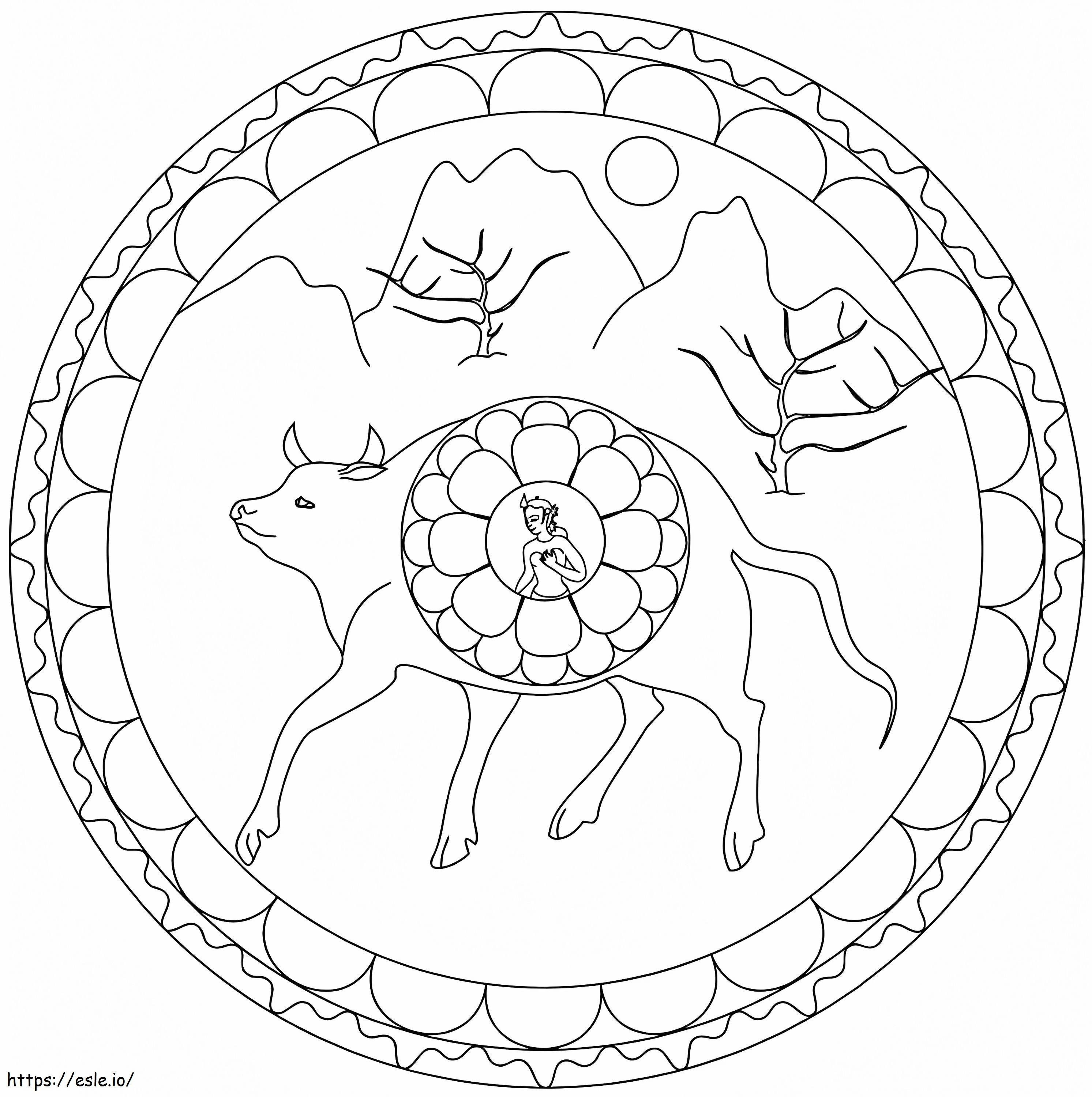 Heiliges Kuh-Mandala ausmalbilder