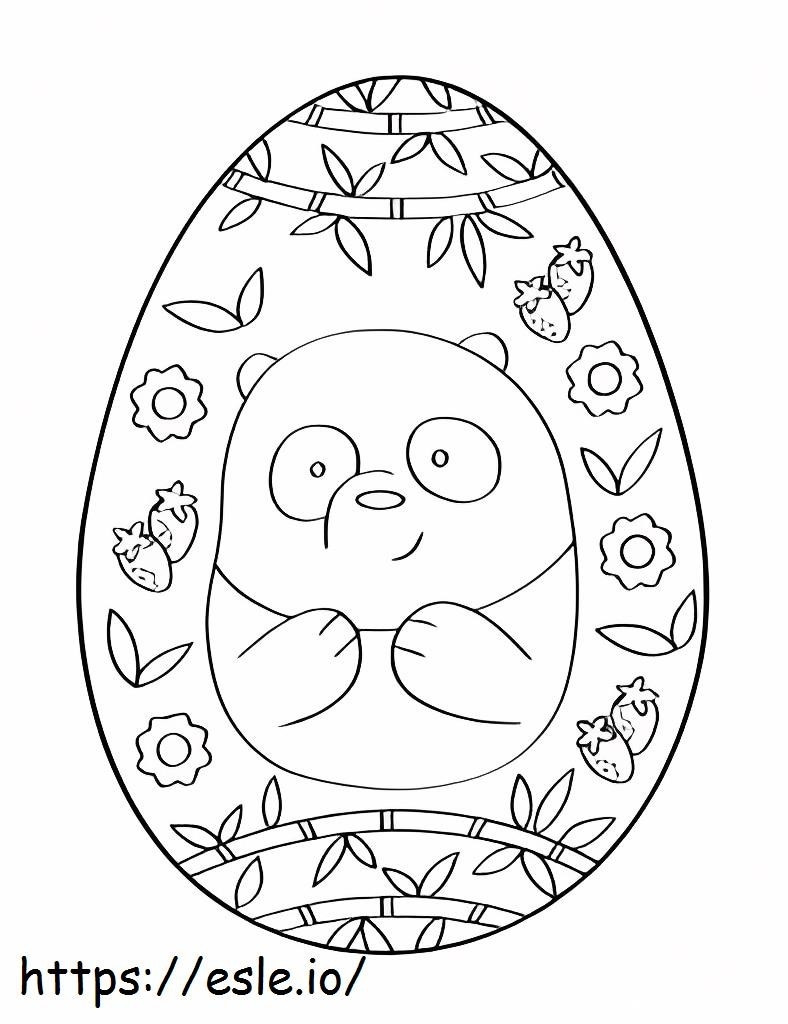 Coloriage Ours panda dans l'oeuf de Pâques à imprimer dessin