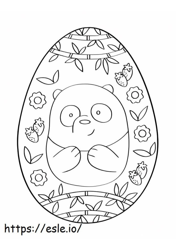Coloriage Ours panda dans l'oeuf de Pâques à imprimer dessin