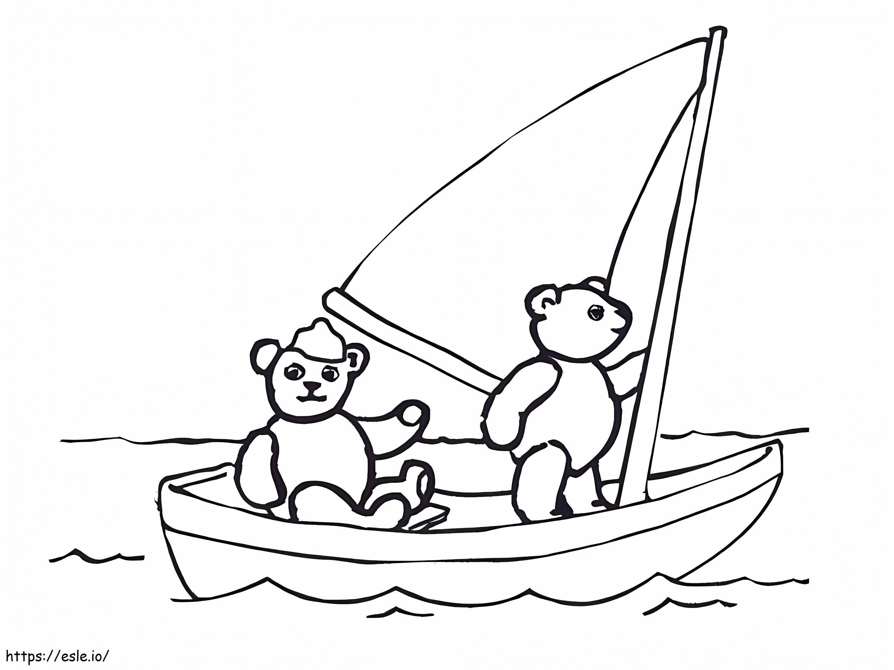 Teddy Bears On A Sailboat coloring page