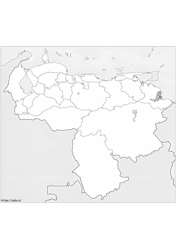 Venezuelan kartta väritystä varten värityskuva