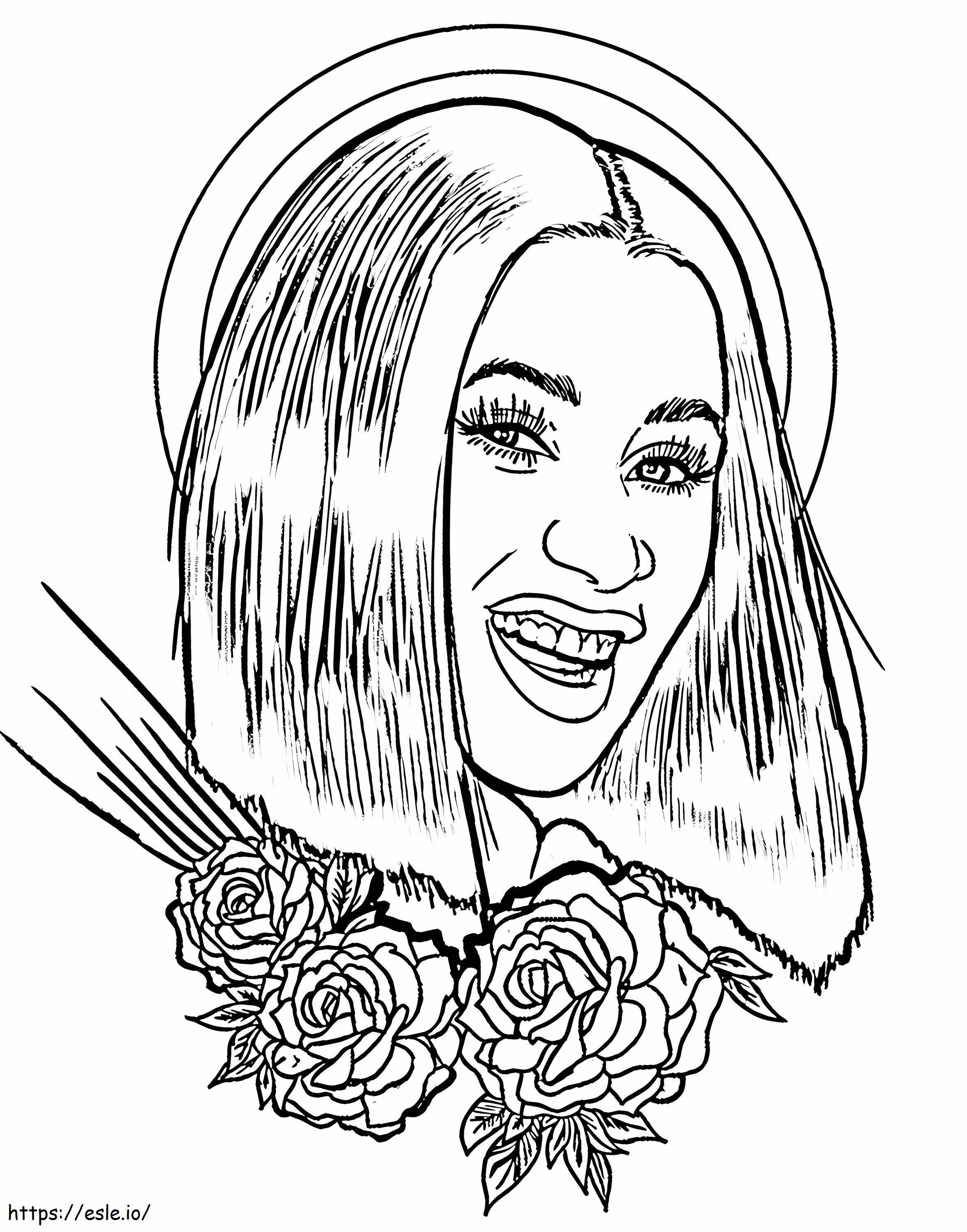 Cardi B With Flowers coloring page