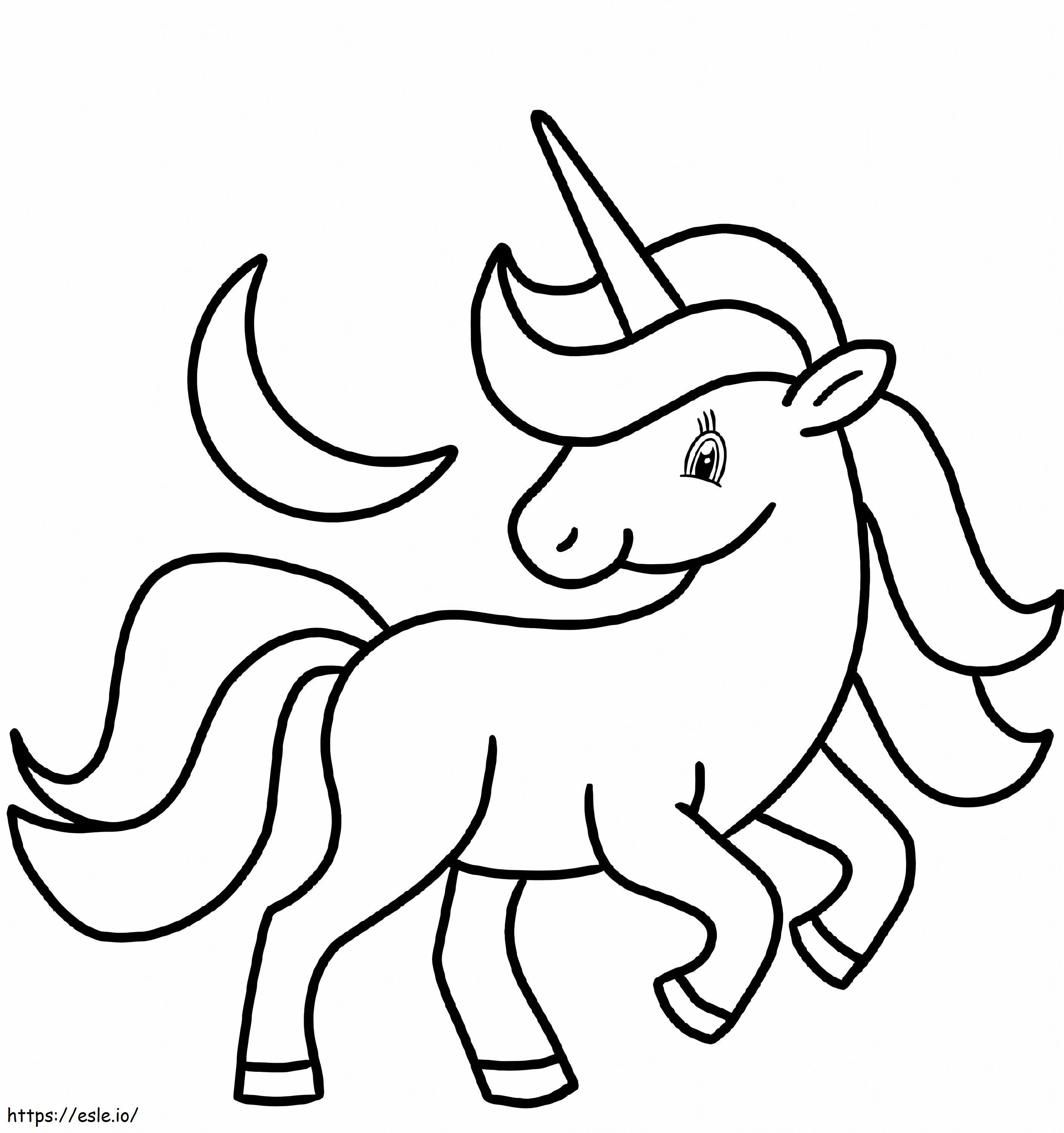 Unicorn And Moon coloring page