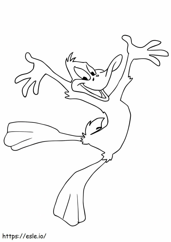 Daffy Duck Jumping A4 coloring page