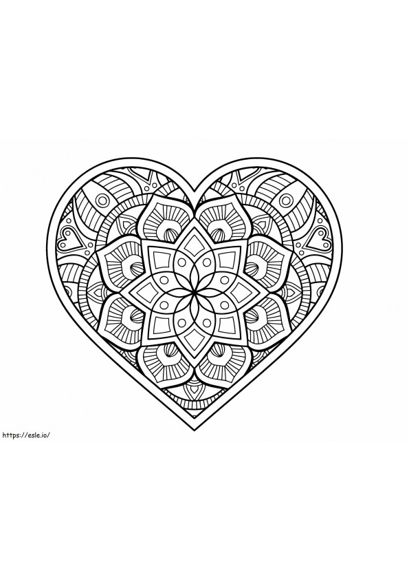 Szív mandala színező oldal 1 kifestő