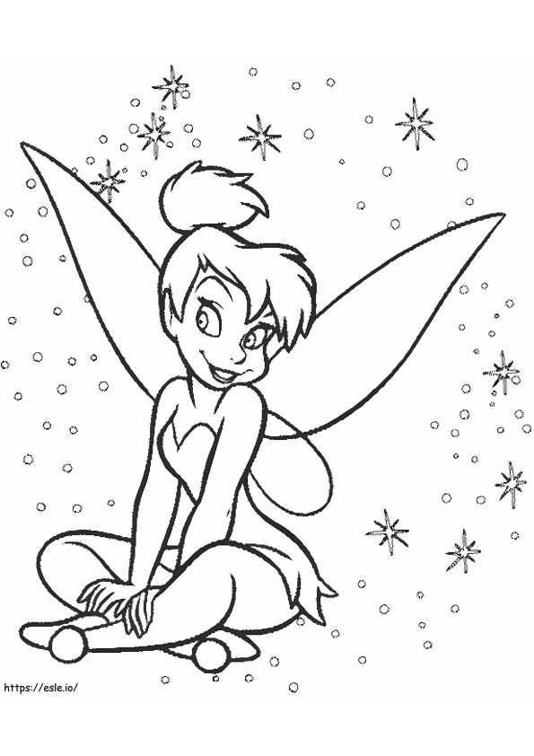 Funny Tinkerbell Sitting coloring page
