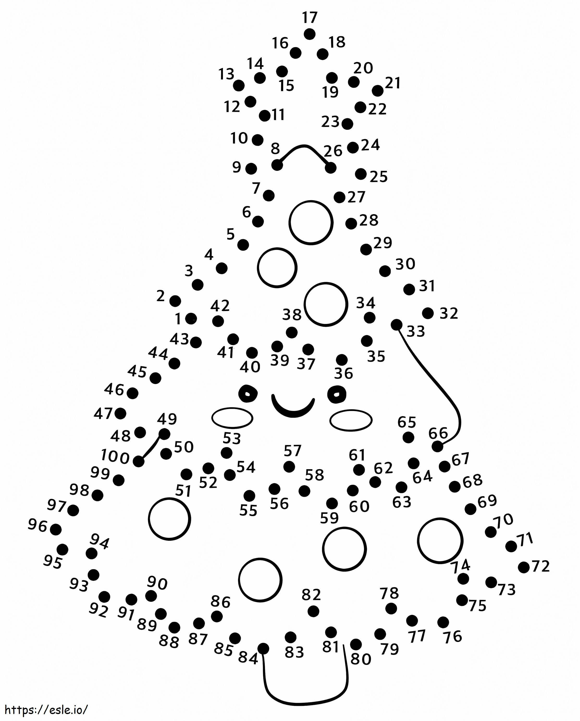 Cute Christmas Tree Dot To Dots coloring page