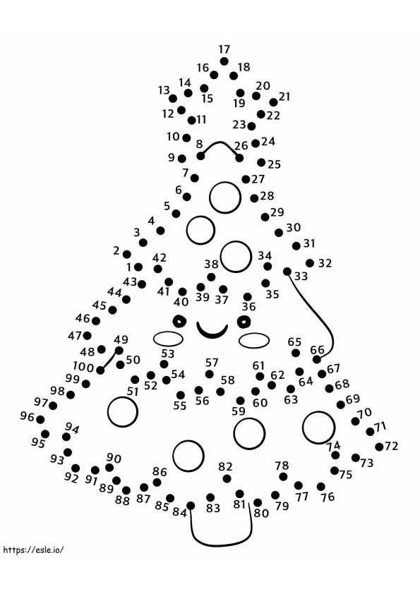 Cute Christmas Tree Dot To Dots coloring page