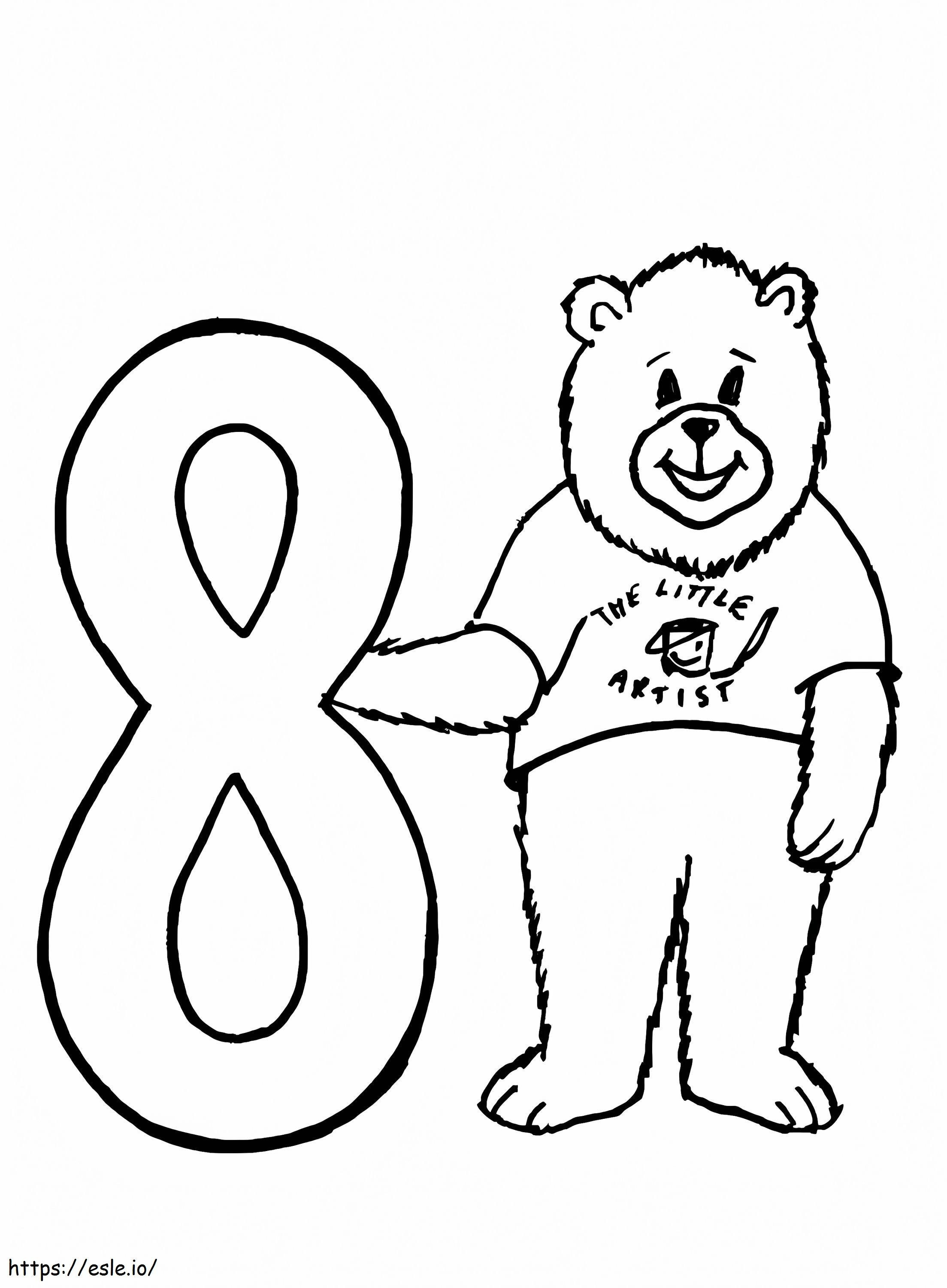 Bear And Number 8 coloring page