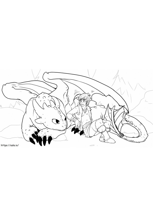 Hiccup And Toothless coloring page