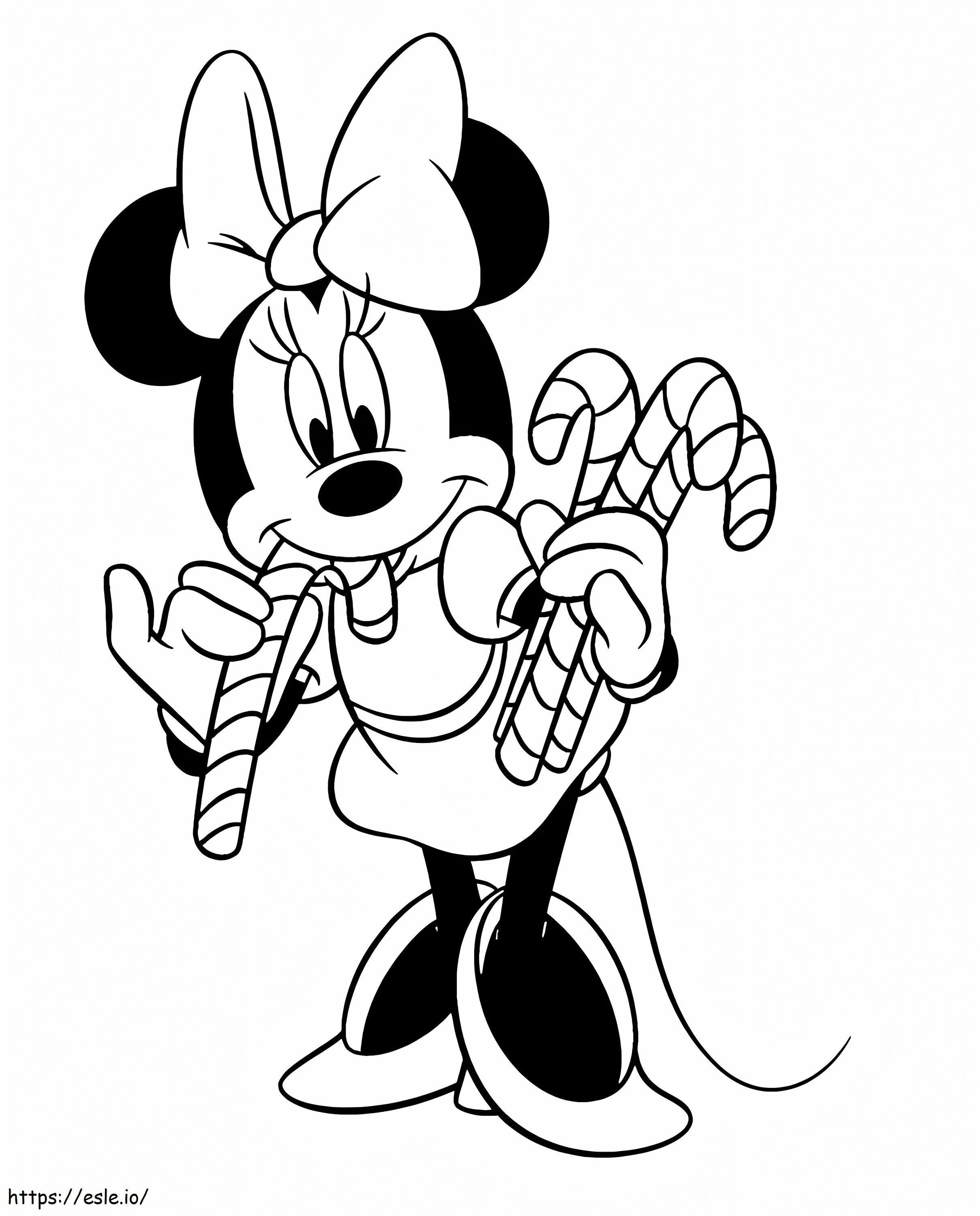 Minnie Mouse Met Snoepstokken kleurplaat kleurplaat