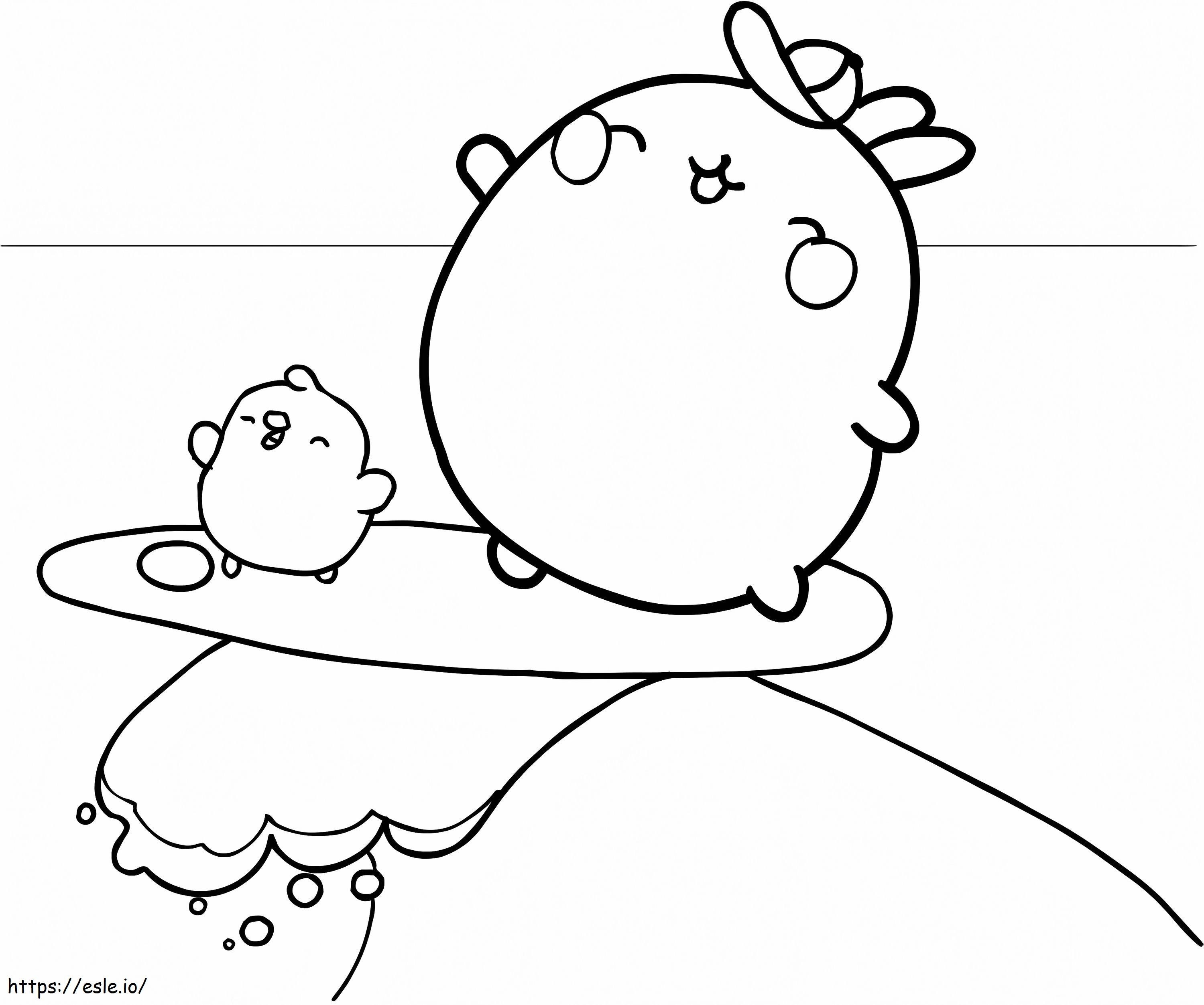 Molang Di Papan Selancar Gambar Mewarnai