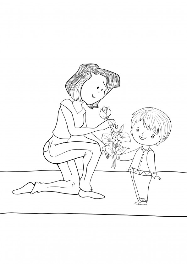 flowers for mommy free to print and color
