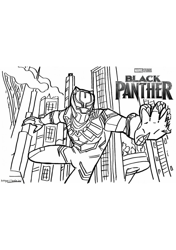 Pantera Negra na cidade para colorir