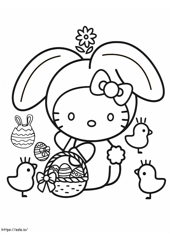 Hello Kitty Easter Cartoon coloring page