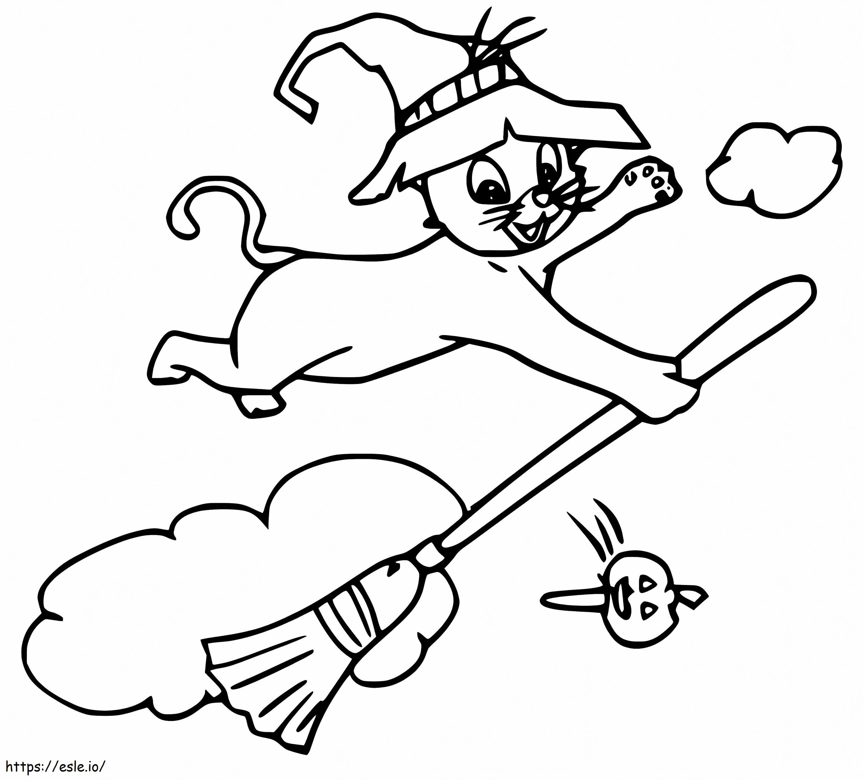 Halloween Cat Flying coloring page