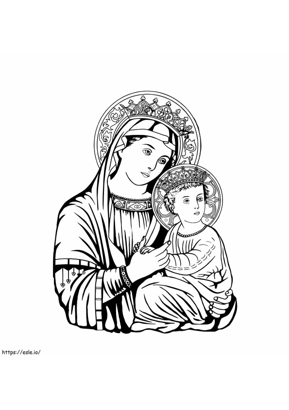 Ausmalbild „Mutter Jesu“. ausmalbilder