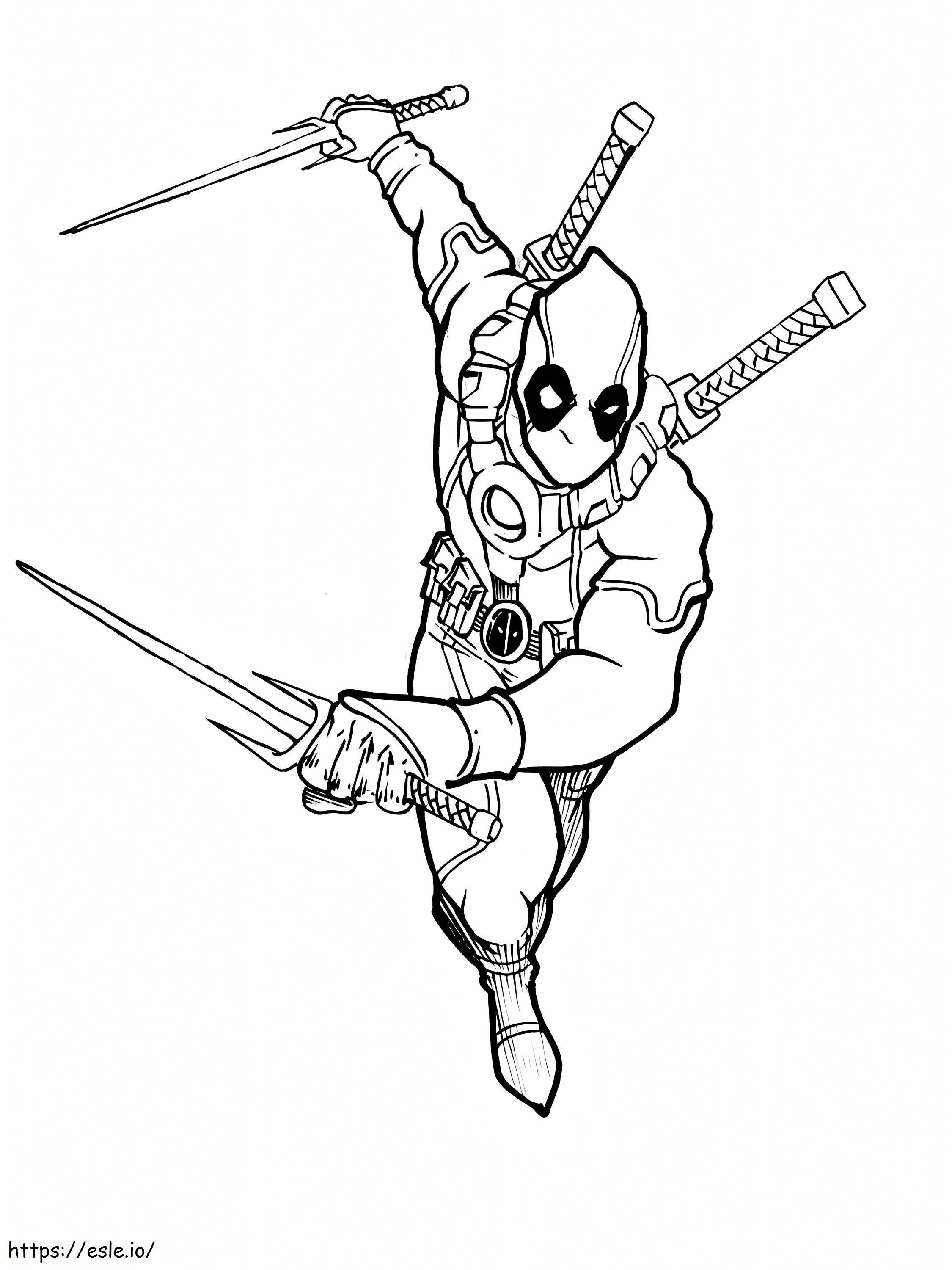 Deadpool Attack coloring page