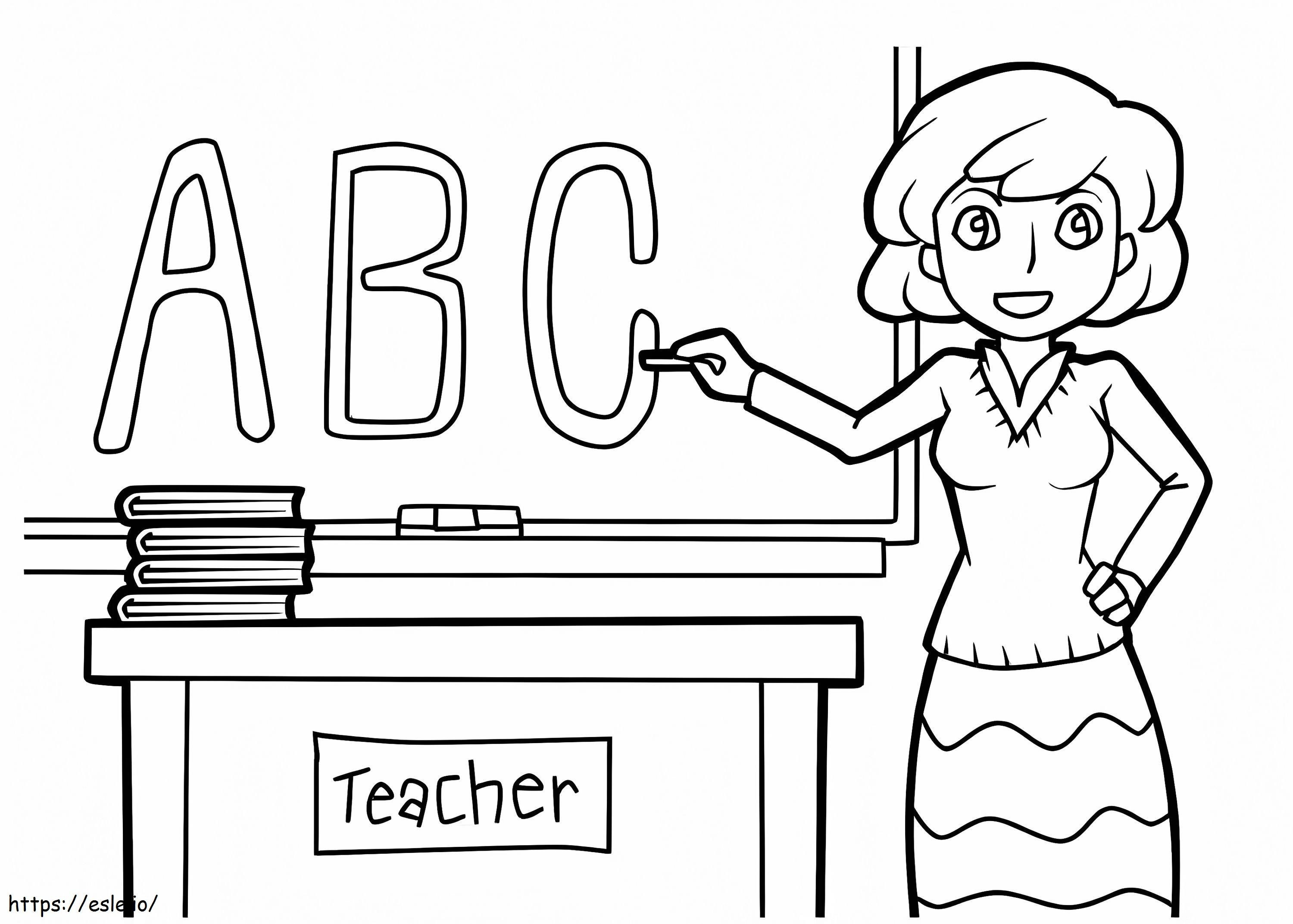 Teacher Teaching At School coloring page