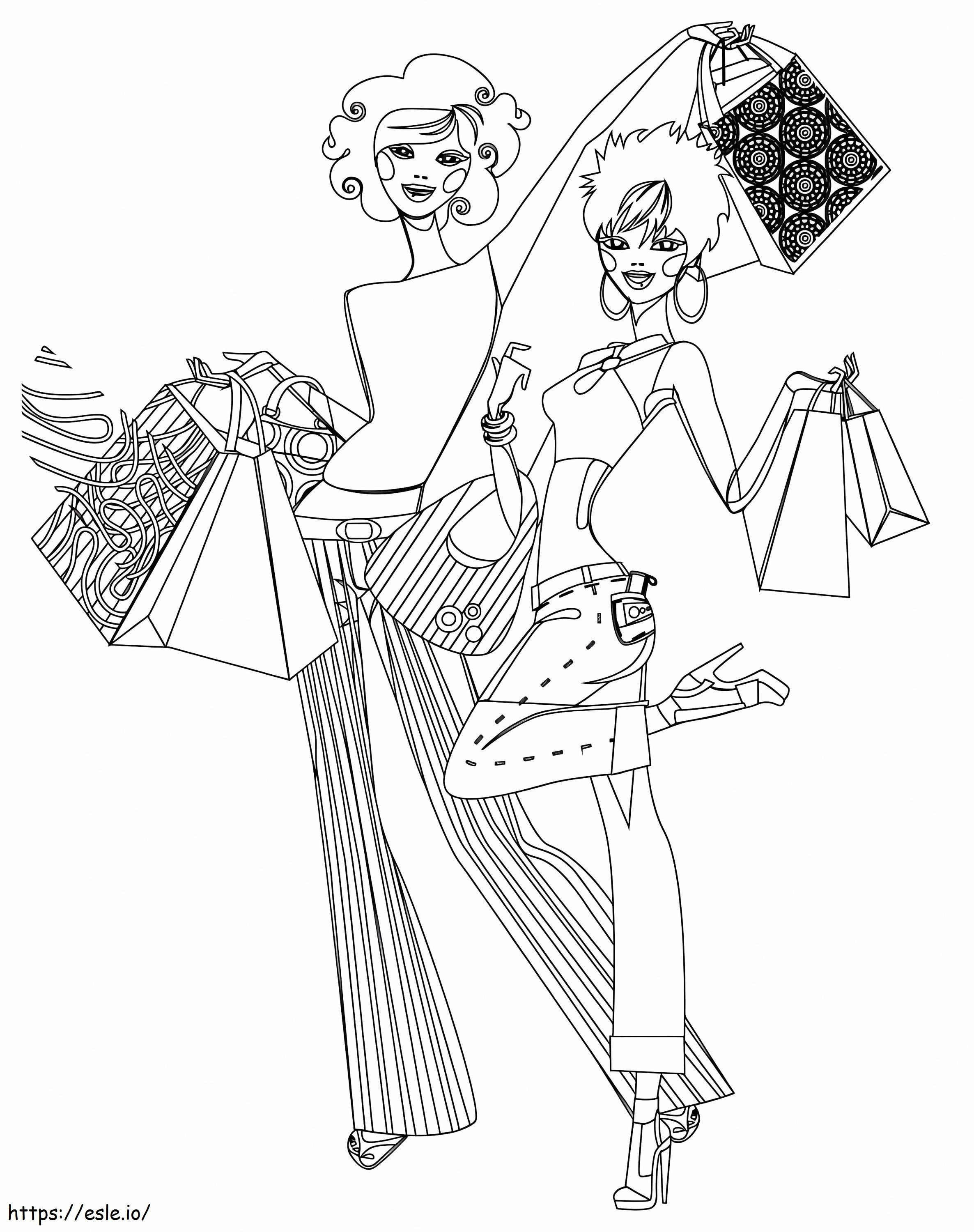 Girlfriends Shopping coloring page