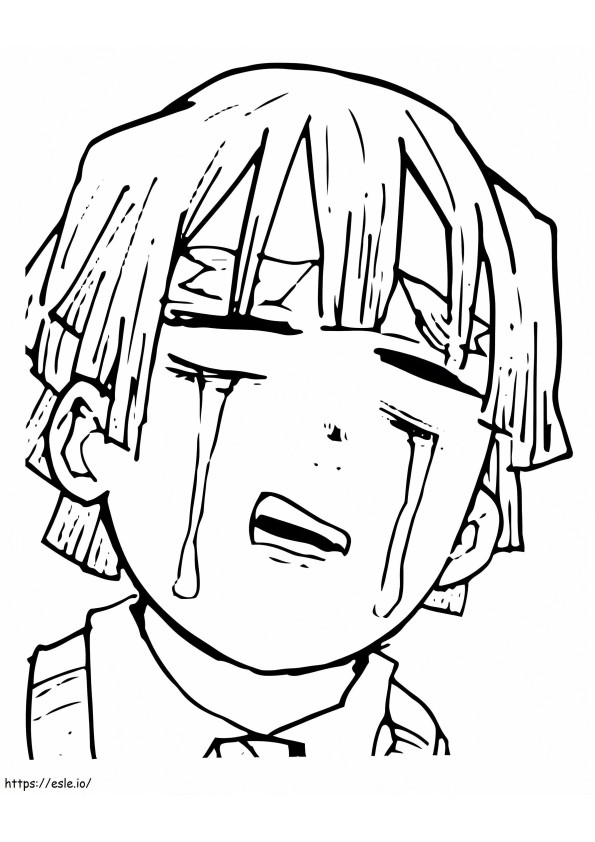 Zenitsu chorando para colorir