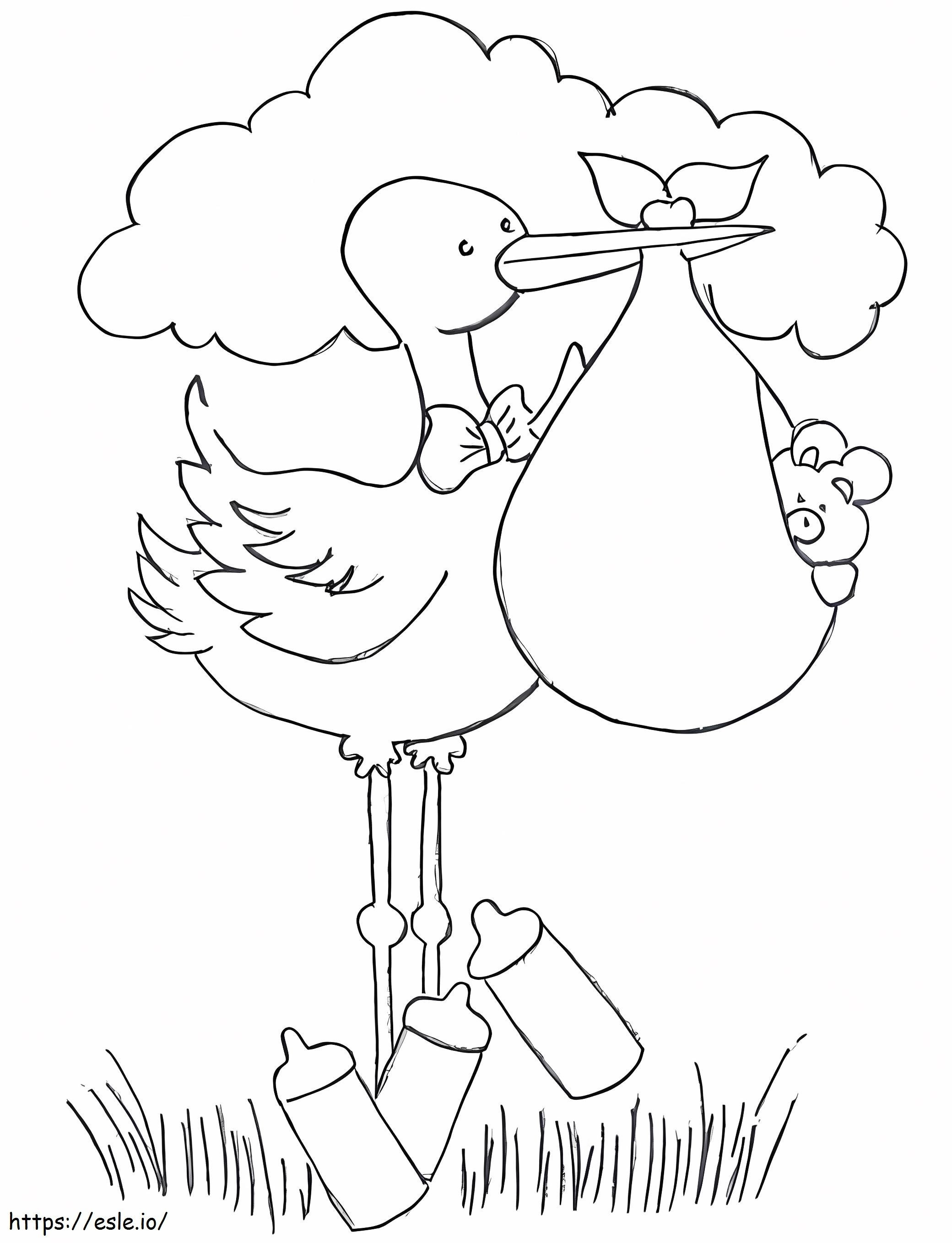 Stork 3 coloring page
