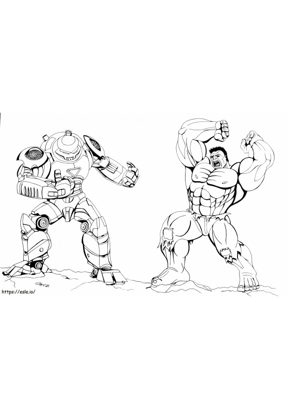 Coloriage Hulkbuster contre Hulk 2 à imprimer dessin