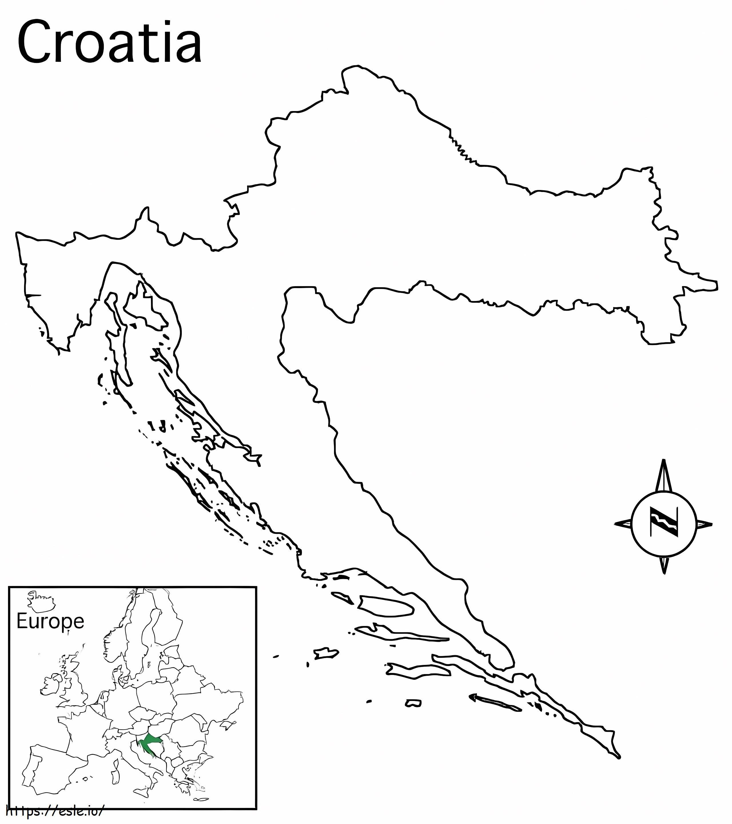 Kaart van Kroatië 1 kleurplaat kleurplaat