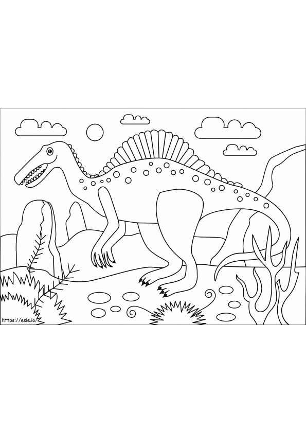簡単スピノサウルス ぬりえ - 塗り絵