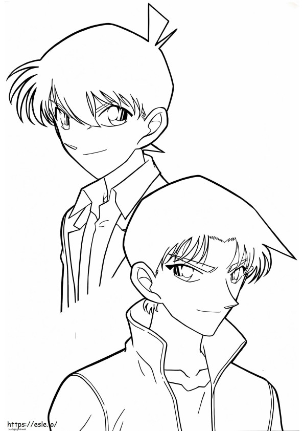 Shinichi en Heiji kleurplaat