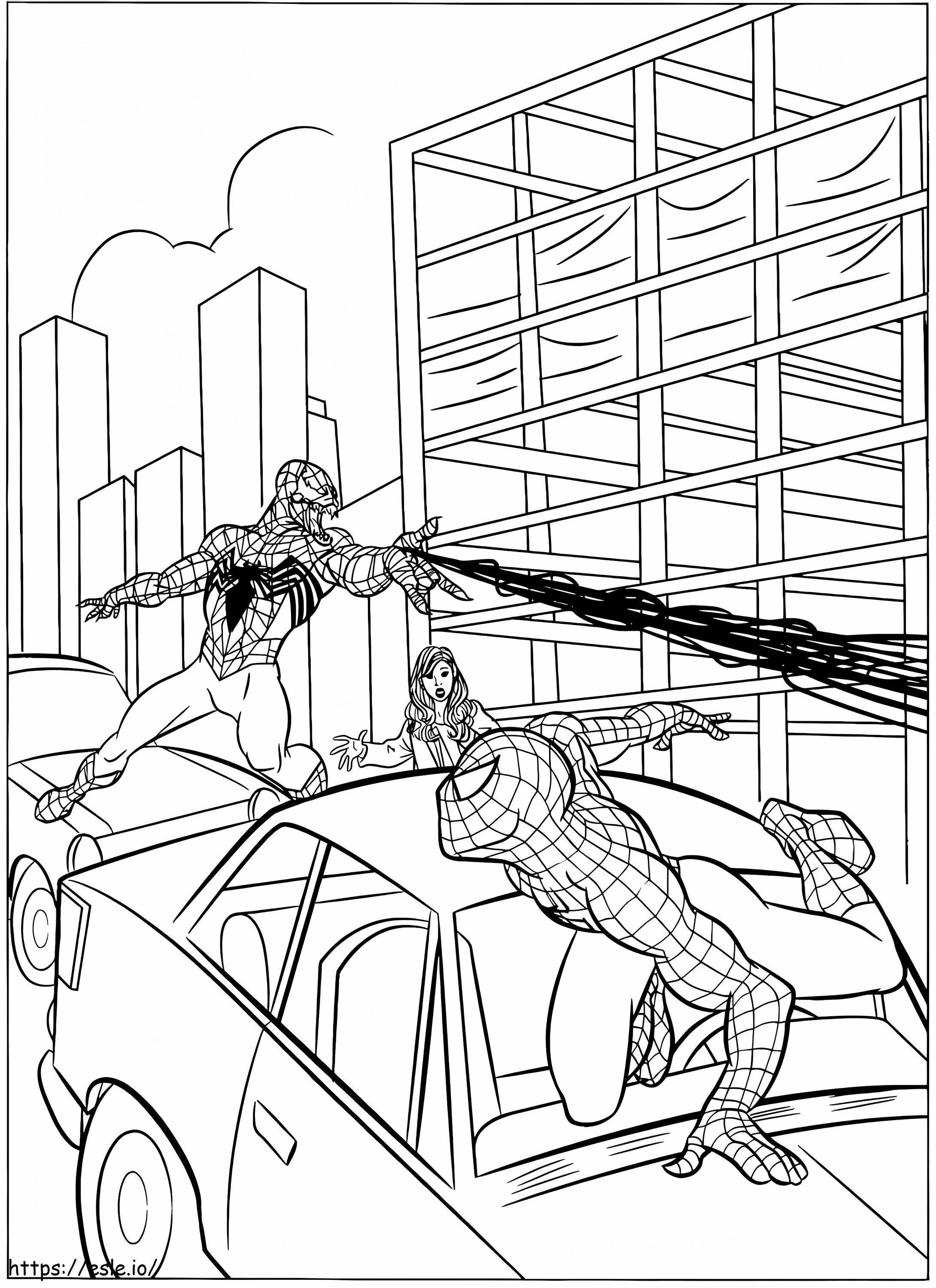 Spiderman und Venom Fighting ausmalbilder