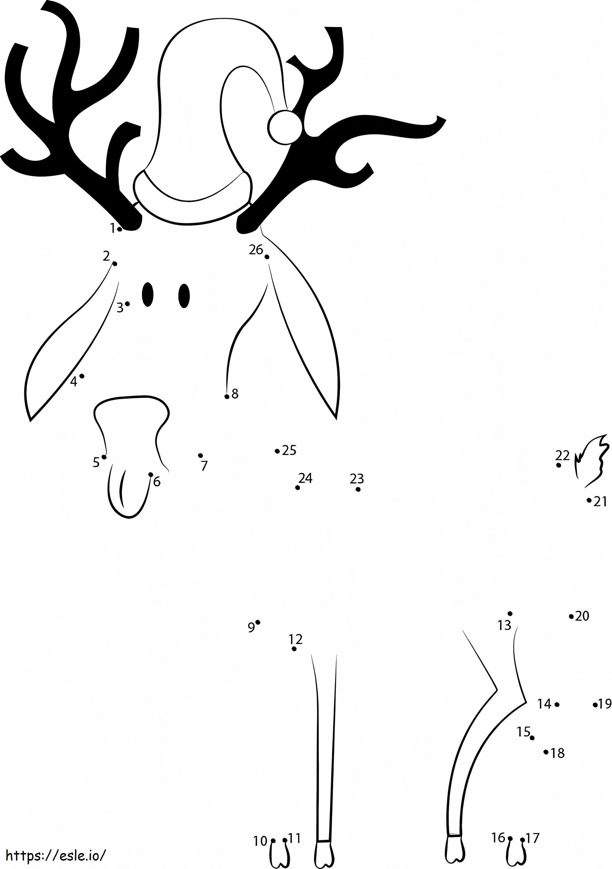 Funny Reindeer Dot To Dots coloring page