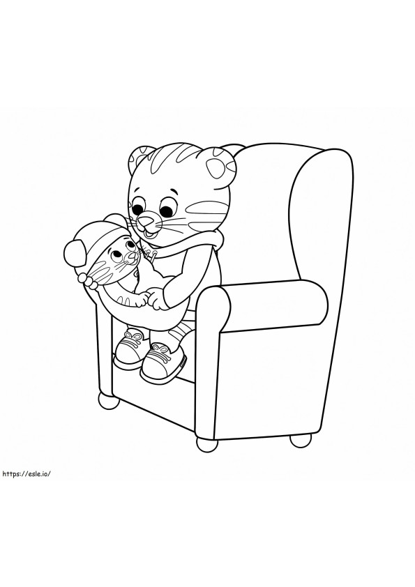 Dessin animé mère tigre processus de porter bébé tigre sur chaise