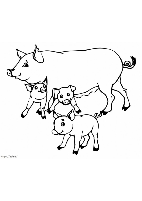 Induk Babi Dan Anak Babi Gambar Mewarnai