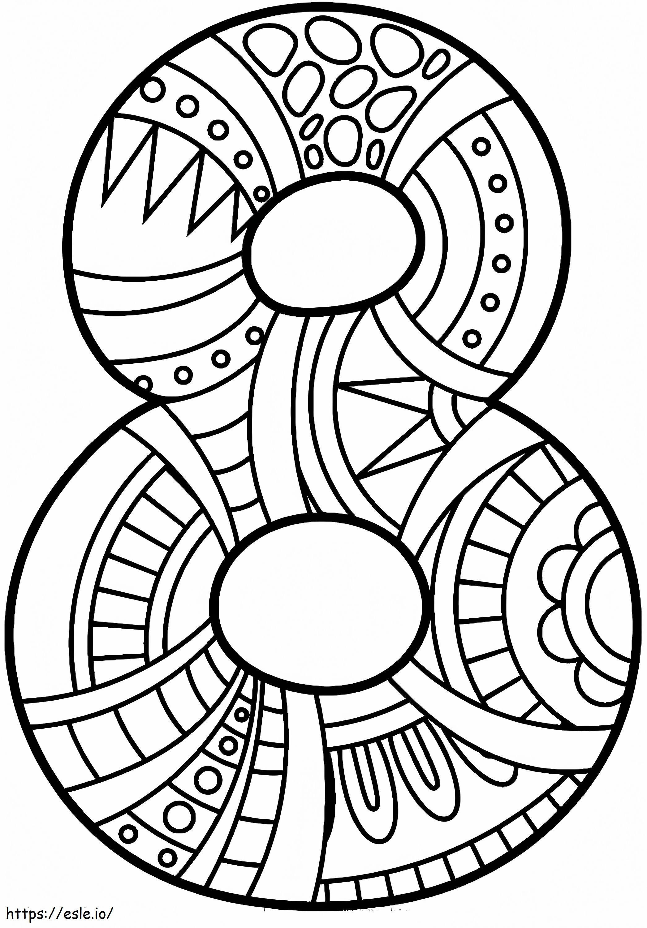 Number 8 Zentangle coloring page