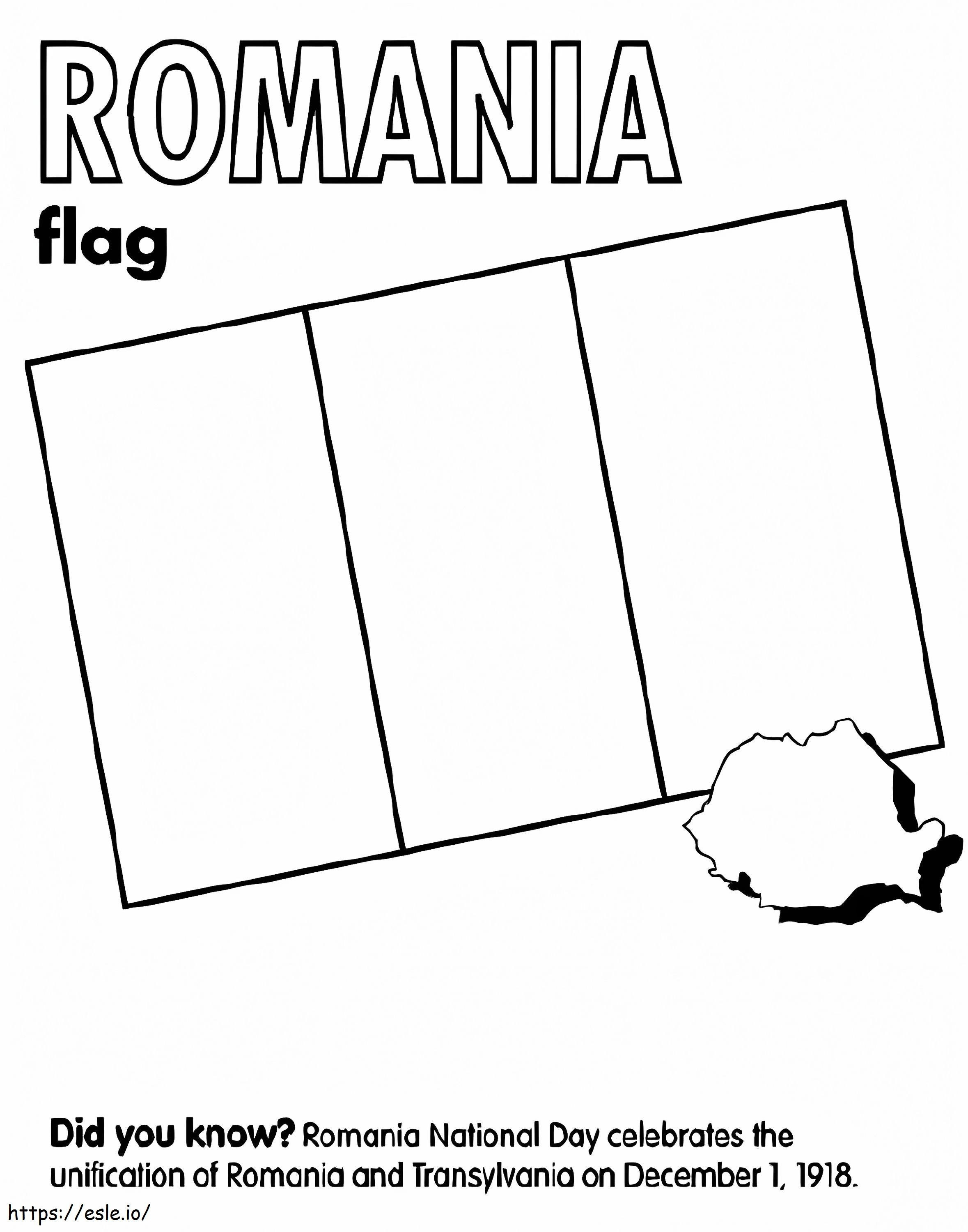 ルーマニアの国旗と地図 ぬりえ - 塗り絵