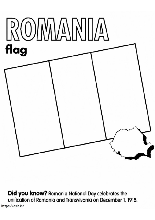 Rumania bandera y mapa para colorear