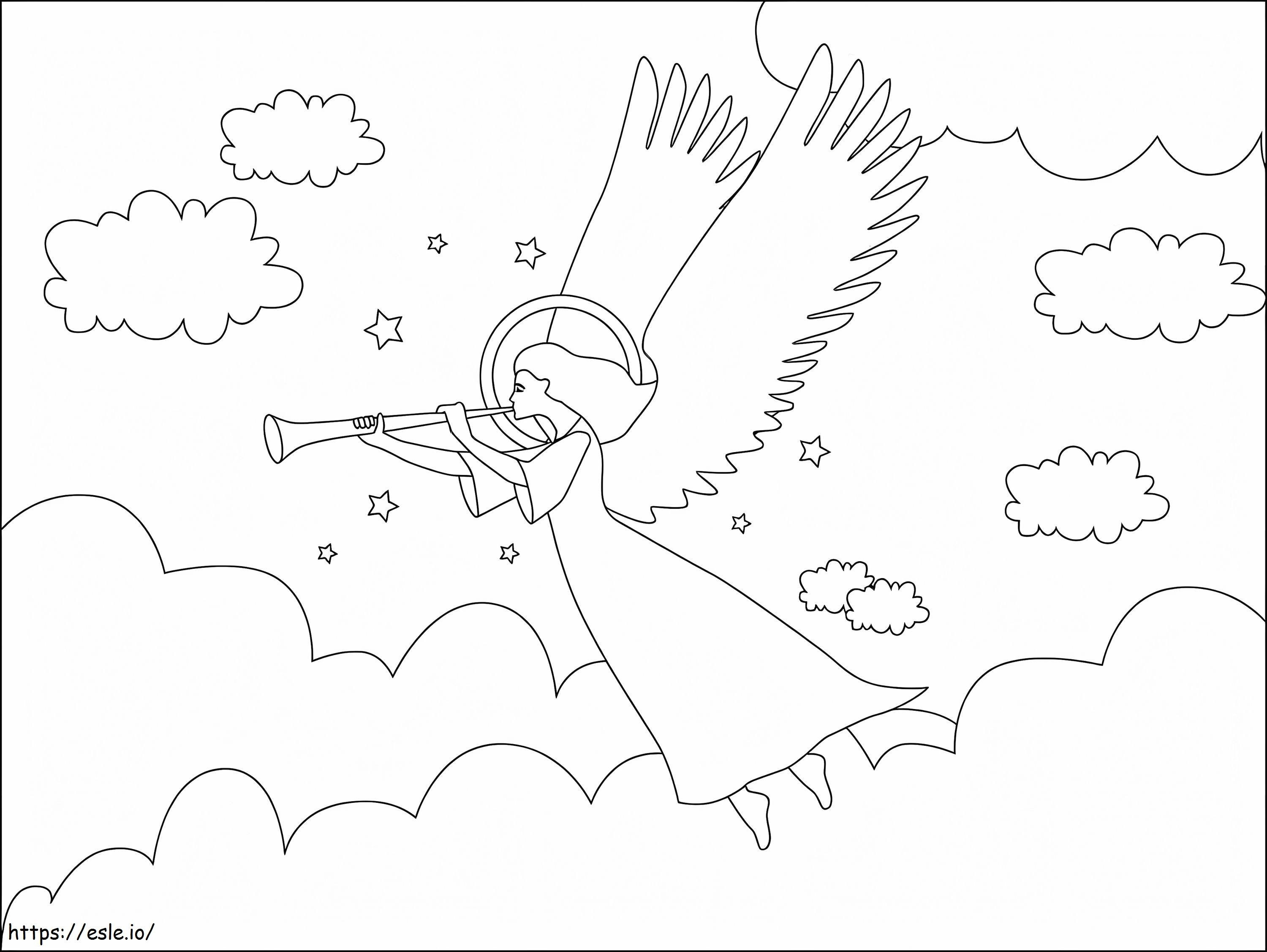 Angel Flying Blowing Trumpet coloring page