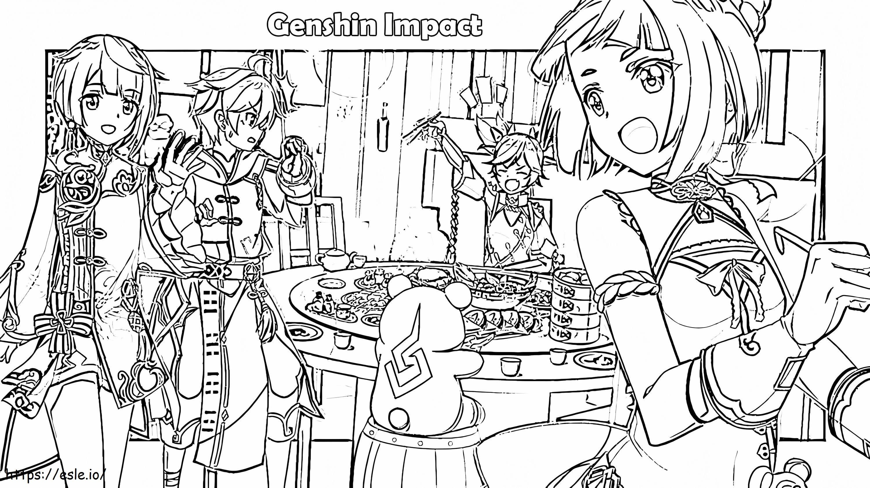 Coloriage Personnages de Genshin Impact à imprimer dessin