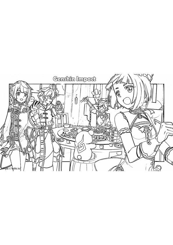 Characters From Genshin Impact coloring page