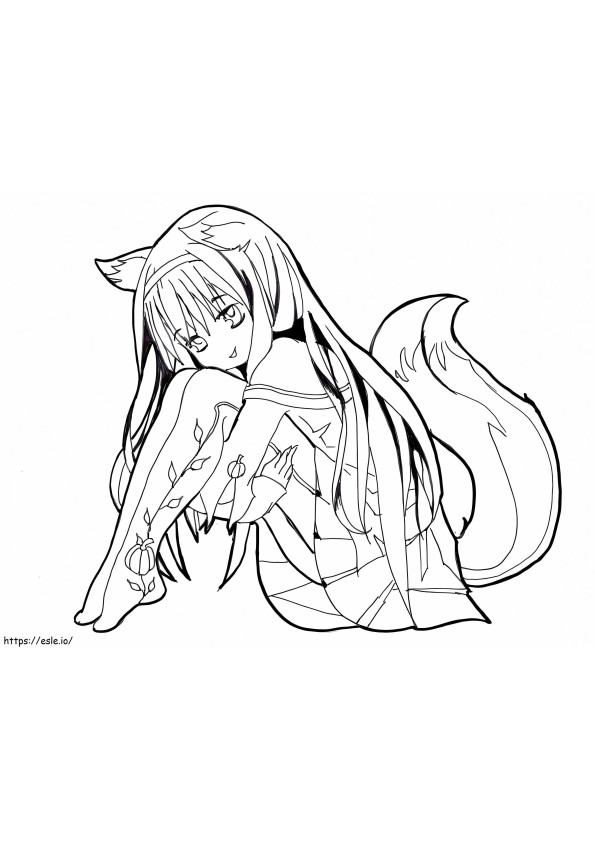 Cute Wolf Girl Coloring Page coloring page