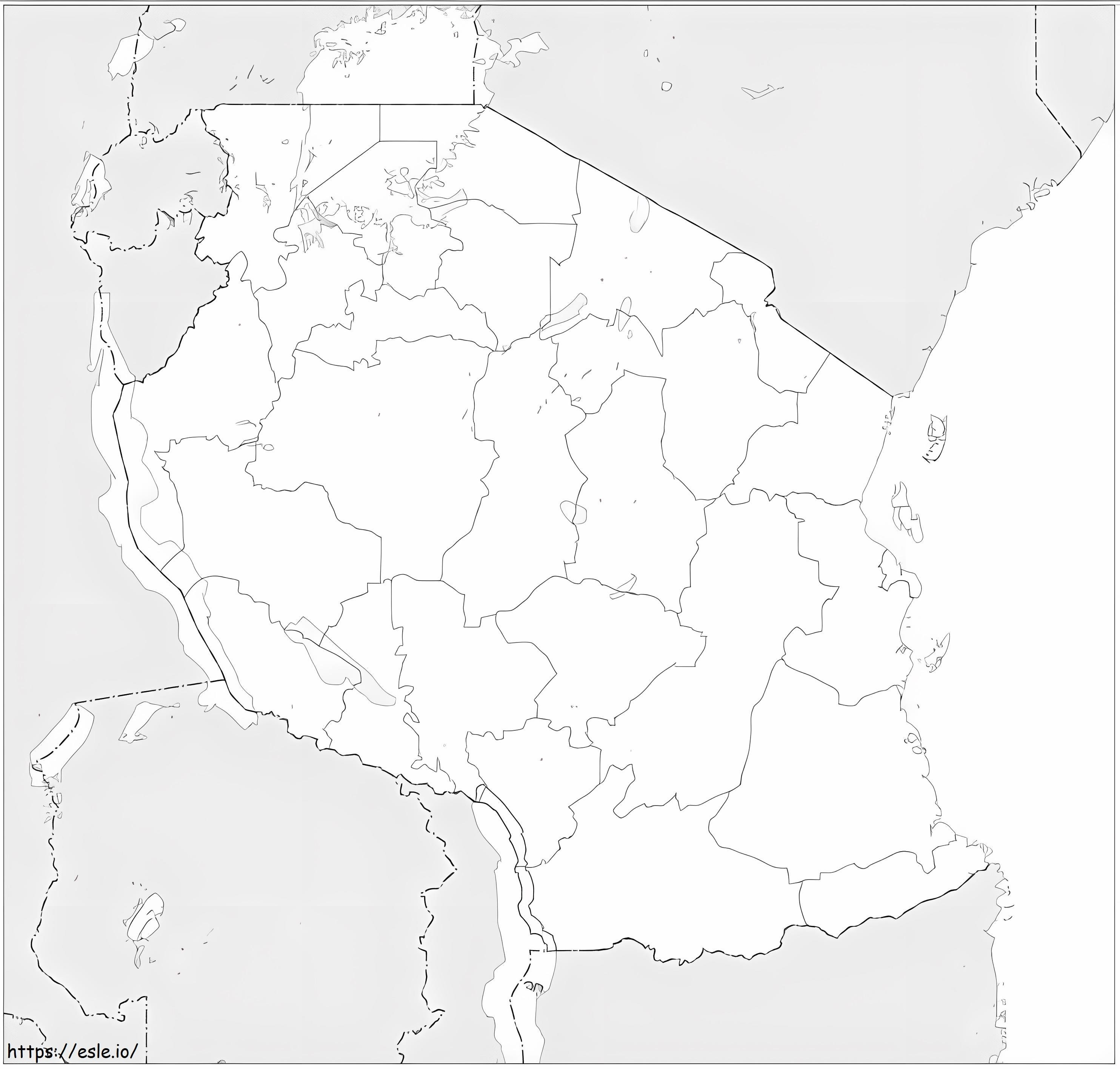 Tansanian kartta värityskuva